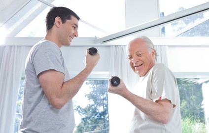 Senior man exercises with Oakville Physio to help with fall prevention