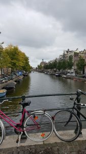 Oakville Physio taking bike tour in Amsterdam