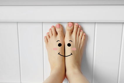 Happy face feet showing best oakville foot clinic, chiropodist, orthotics
